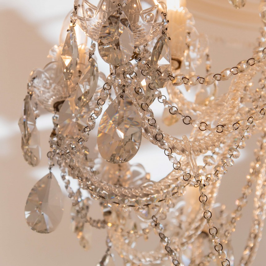 Balmoral Crystal Chandelier Medium in Antique Brass