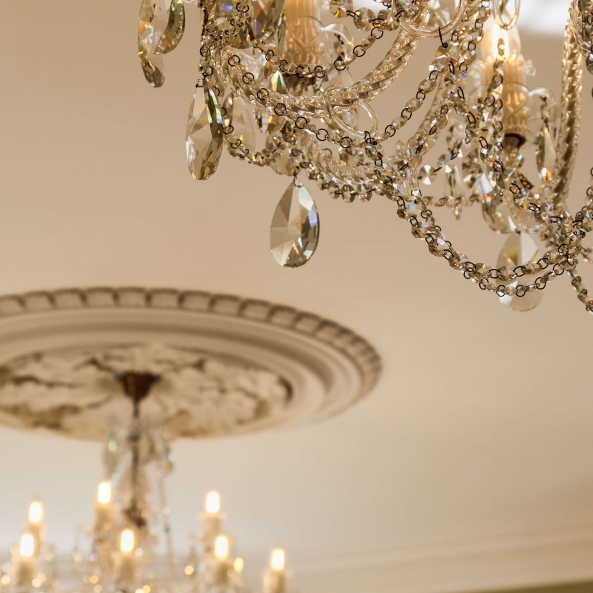Balmoral Crystal Chandelier Medium in Antique Brass