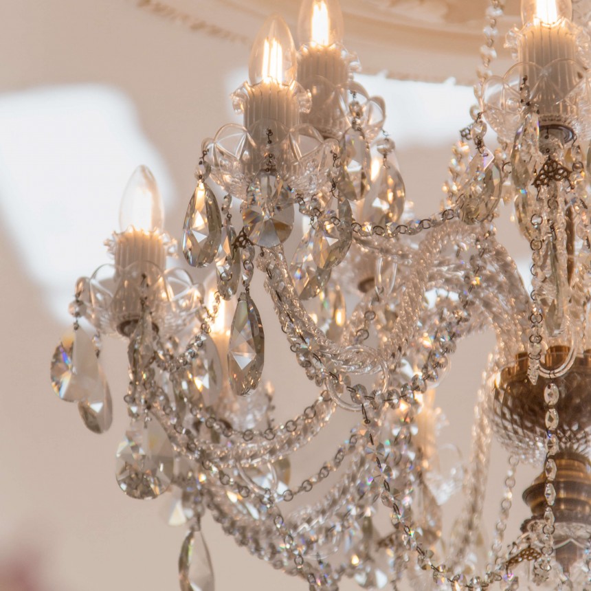 Balmoral Crystal Chandelier Medium in Antique Brass