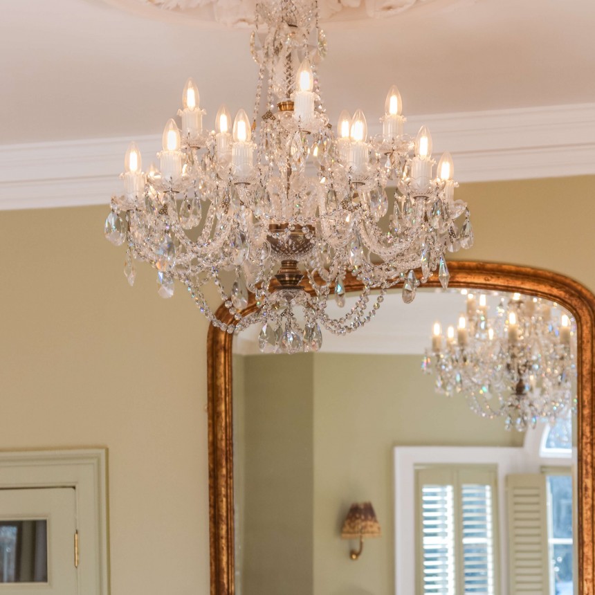 Balmoral Crystal Chandelier Medium in Antique Brass