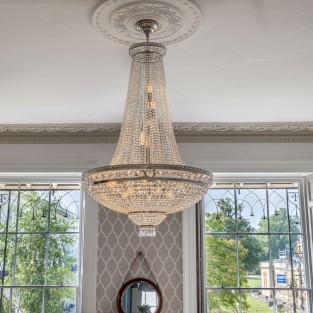 Lansdown Basket Chandelier. 81c, x 127; Nickel