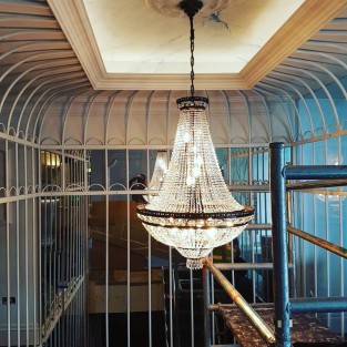 Lansdown Basket Chandelier in Bronze  Finish in Bagatelle restaurant in London