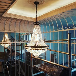 Empire Basket Chandelier Antique Brass