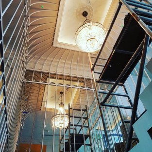 Empire Basket Chandelier Antique Brass