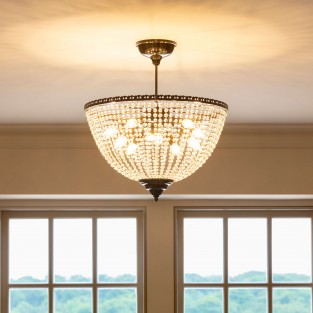 Bath Crystal Chandelier Antique Brass 70cm