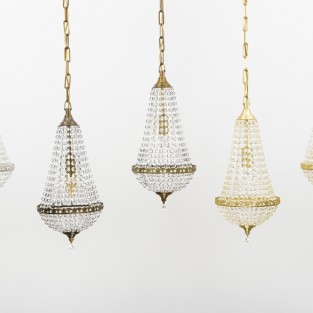 This dainty Willersey Bag Chandelier is handmade from high quality brass and crystal droplets