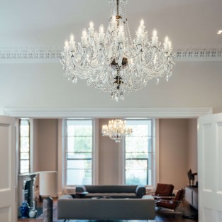 Balmoral Large Crystal Chandelier Regency  Antique Brass