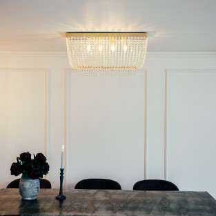 Hamish Crystal Rectangular Chandelier Brushed Brass