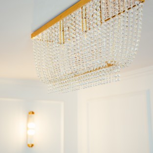 Hamish Crystal Rectangular Chandelier Brushed Brass