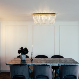 Hamish Crystal Rectangular Chandelier Brushed Brass