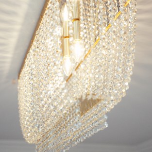 Hamish Crystal Rectangular Chandelier Brushed Brass