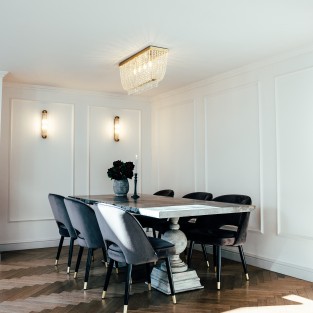 Hamish Crystal Rectangular Chandelier Brushed Brass