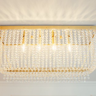 Hamish Crystal Rectangular Chandelier Brushed Brass