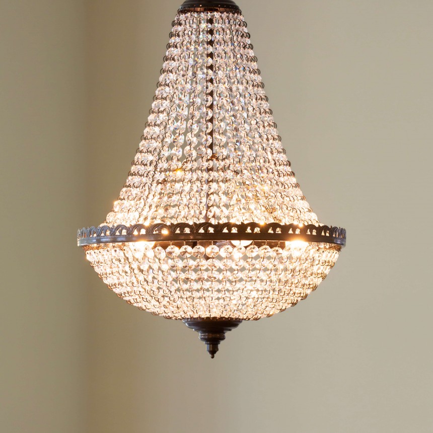 Bath Crystal Chandelier 70cm wide and Montpellier Bag Chandelier