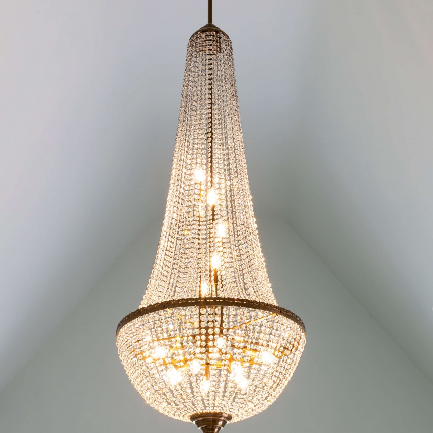 Regency Crystal Chandelier width 70cm Antique Brass