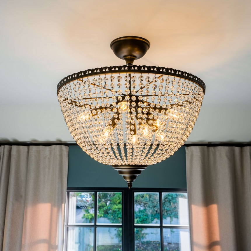 Bath Crystal Chandelier  Bronze