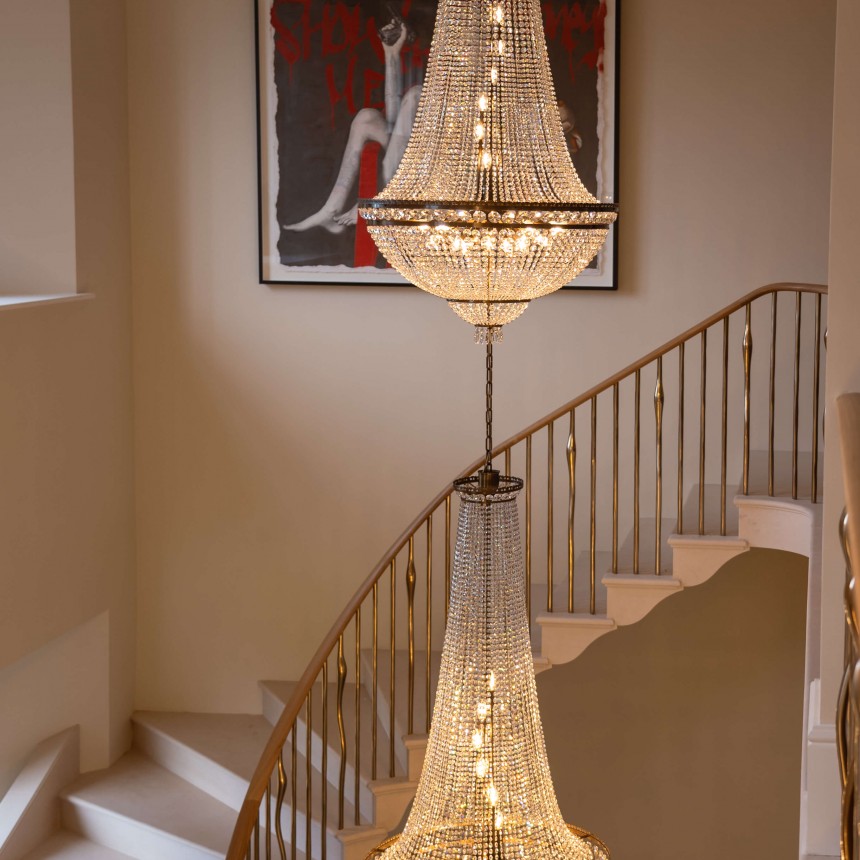 Bespoke Double Lansdown basket Chhandelier Antique Brass