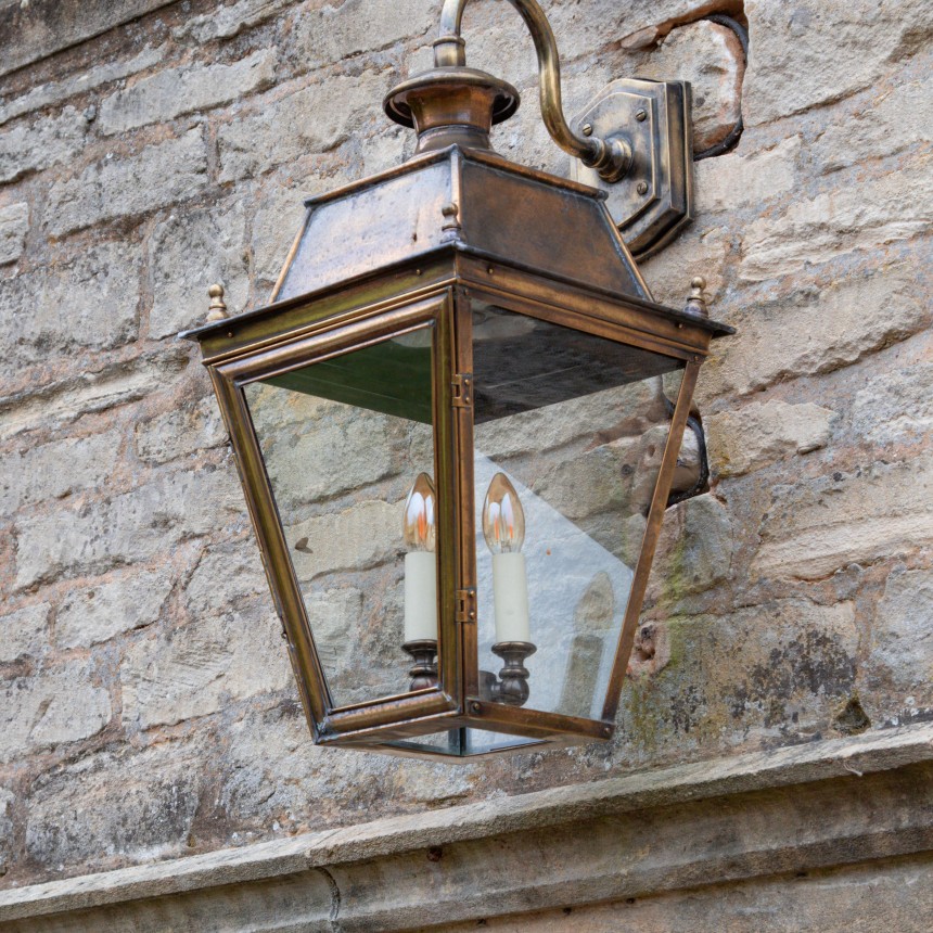 Battledown Overhead Wall Lantern Large 3 bulb Antique Brass
