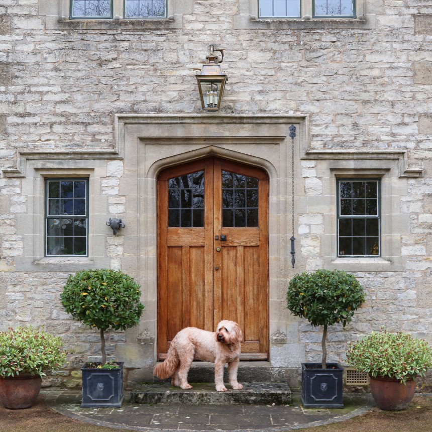 Battledown Overhead Wall Lantern Large 3 bulb Antique Brass