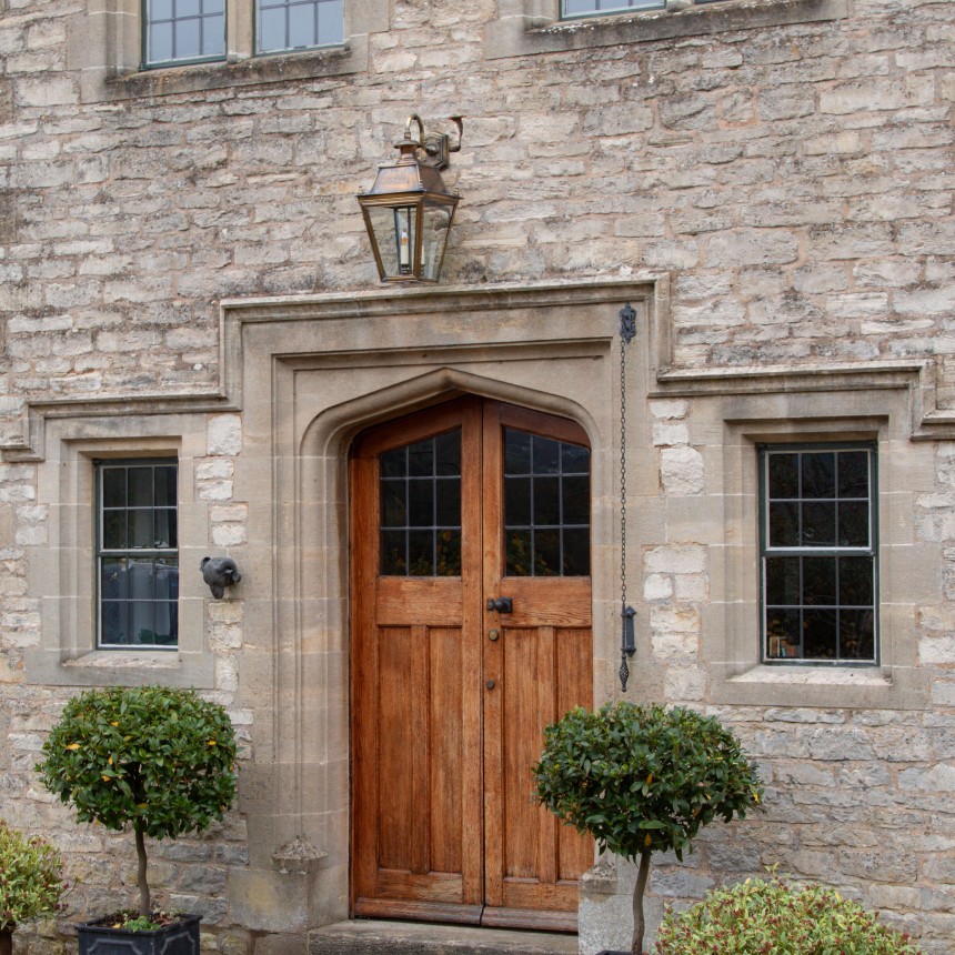 Battledown Overhead Wall Lantern Large 3 bulb Antique Brass
