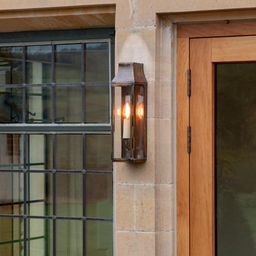 Montpellier Wall Lantern  Tall Antique Brass