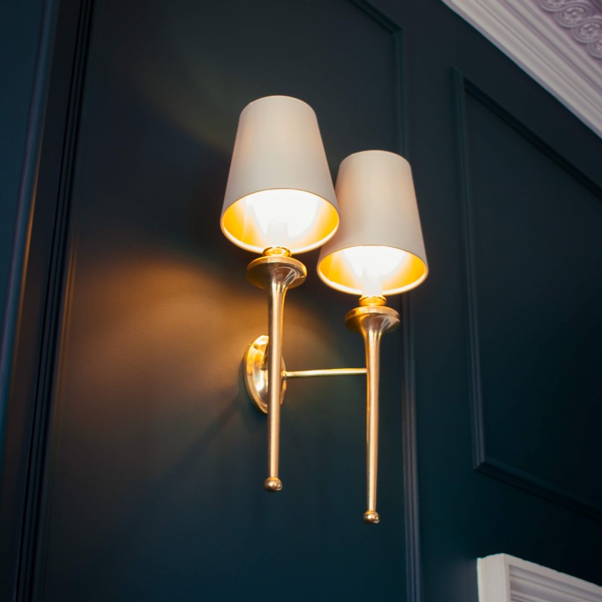 Granham Twin Wall Lights in Polished Brass Lacquered