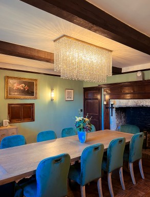 Wilmslow Crystal Rectangular Chandelier Antique Brass