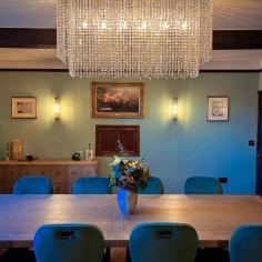 Wilmslow Crystal Rectangular Chandelier Antique Brass