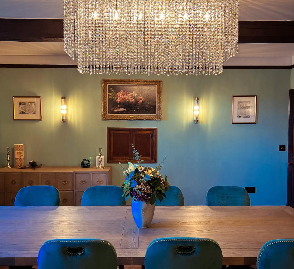 Wilmslow Crystal Rectangular Chandelier Antique Brass