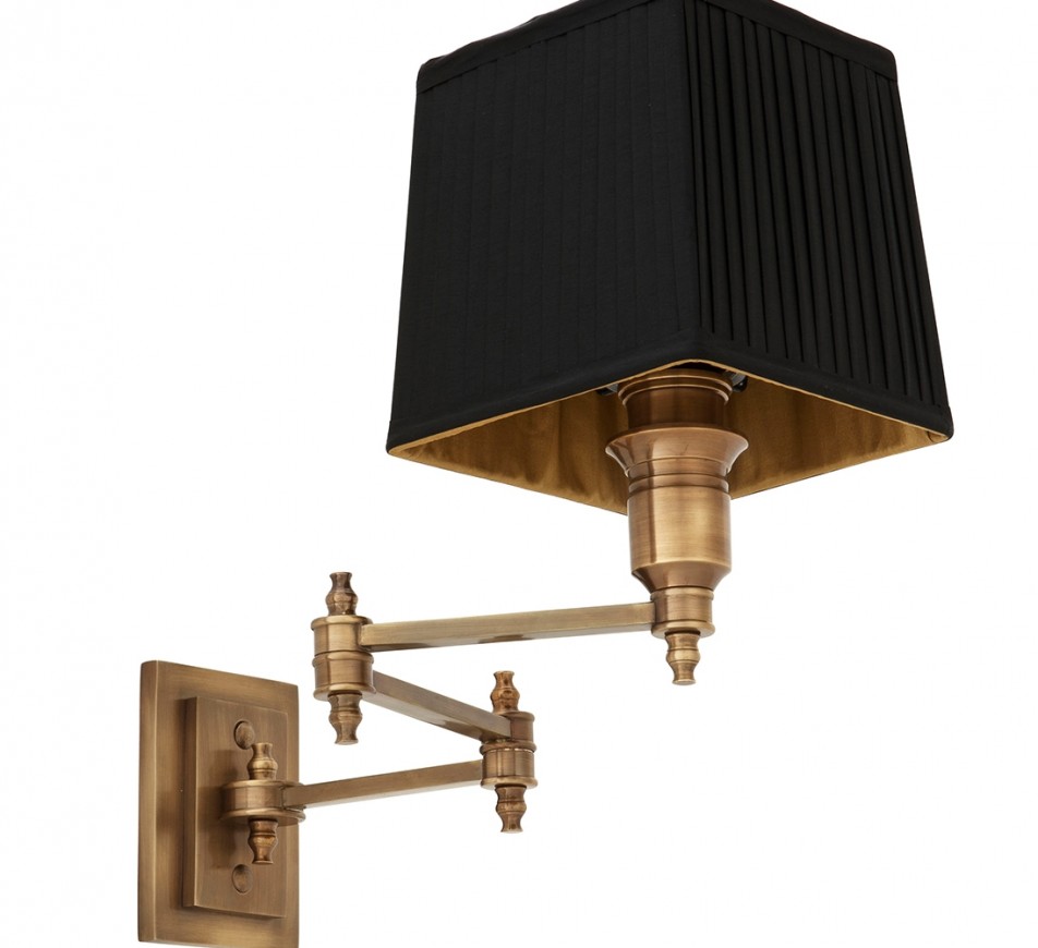 Wall Lamp Lexington Swing with Pleated Black Shade