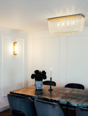 Hamish Crystal Rectangular Chandelier Brushed Brass