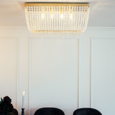 Hamish Crystal Rectangular Chandelier Brushed Brass