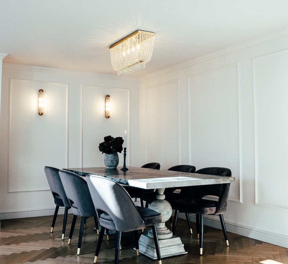 Hamish Crystal Rectangular Chandelier Brushed Brass