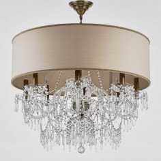 Georgian Crystal Chandelier Belgravia with Large Single Silk Shade
