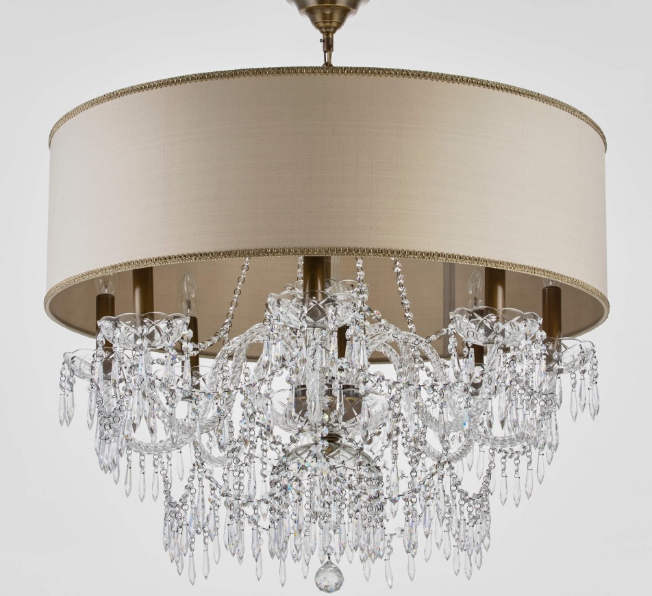 Georgian Crystal Chandelier Belgravia with Large Single Silk Shade