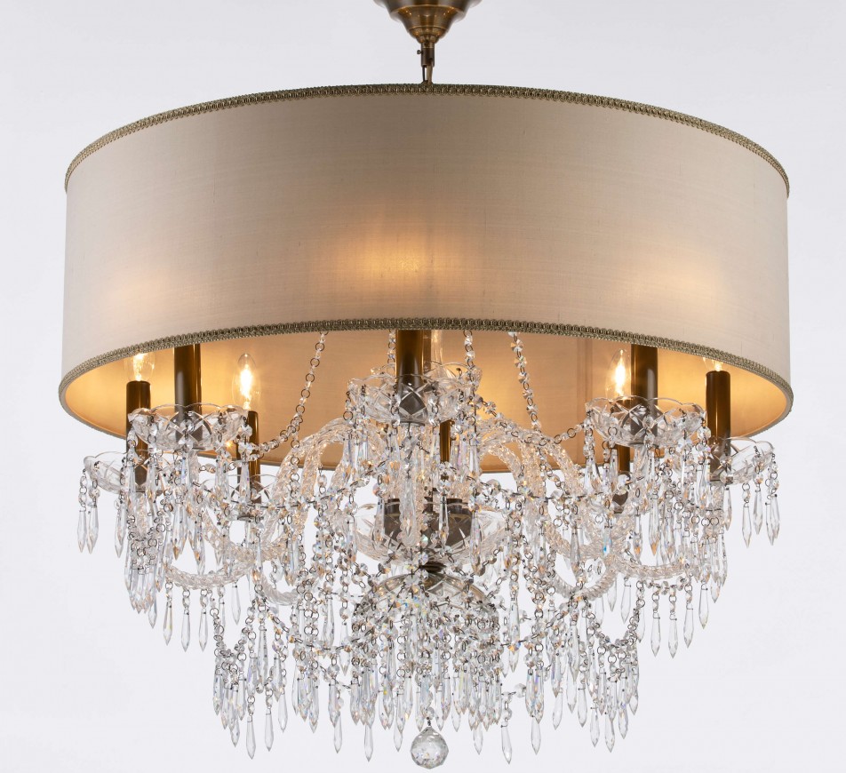 Georgian Crystal Chandelier Belgravia with Large Single Silk Shade