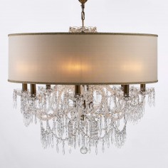 Georgian Crystal Chandelier Belgravia with Large Single Silk Shade