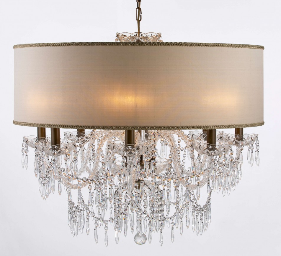 Georgian Crystal Chandelier Belgravia with Large Single Silk Shade