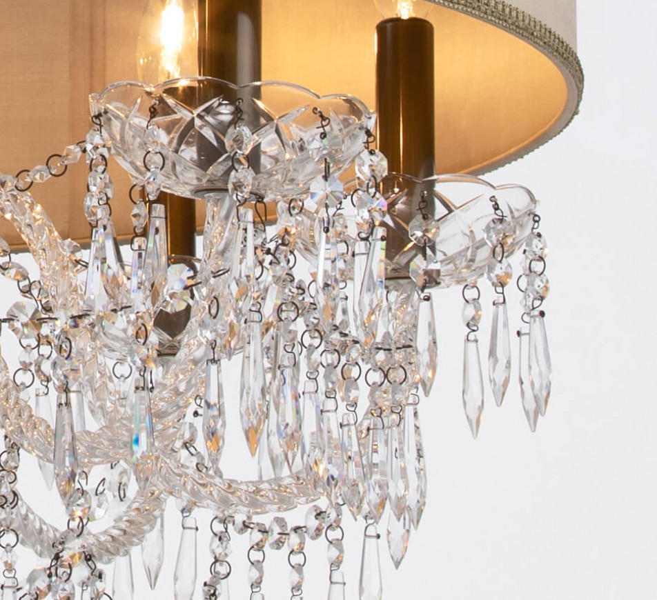 Georgian Crystal Chandelier Belgravia with Large Single Silk Shade