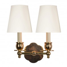 Scallop  Brass Sconce Double With a Shade