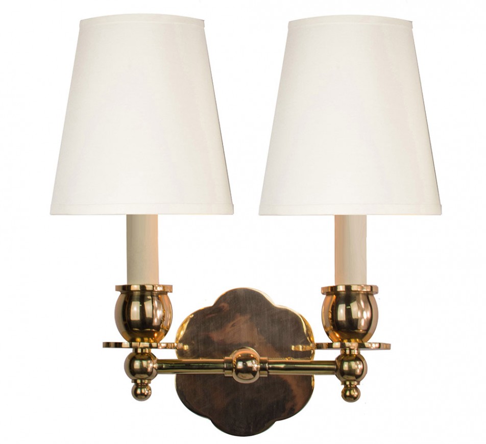 Scallop  Brass Sconce Double With a Shade