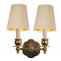 Scallop  Brass Sconce Double With a Shade