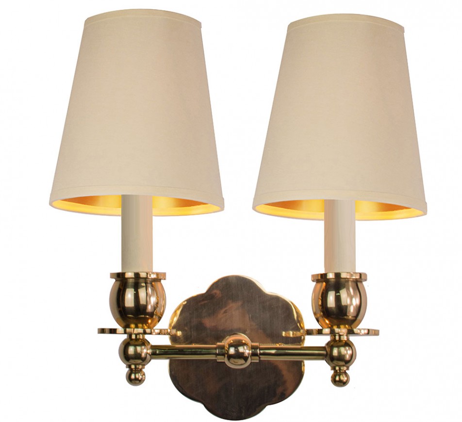 Scallop  Brass Sconce Double With a Shade