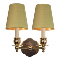 Scallop  Brass Sconce Double With a Shade