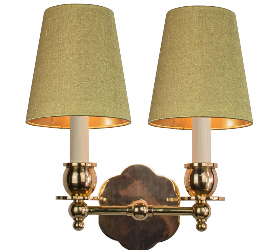 Scallop  Brass Sconce Double With a Shade