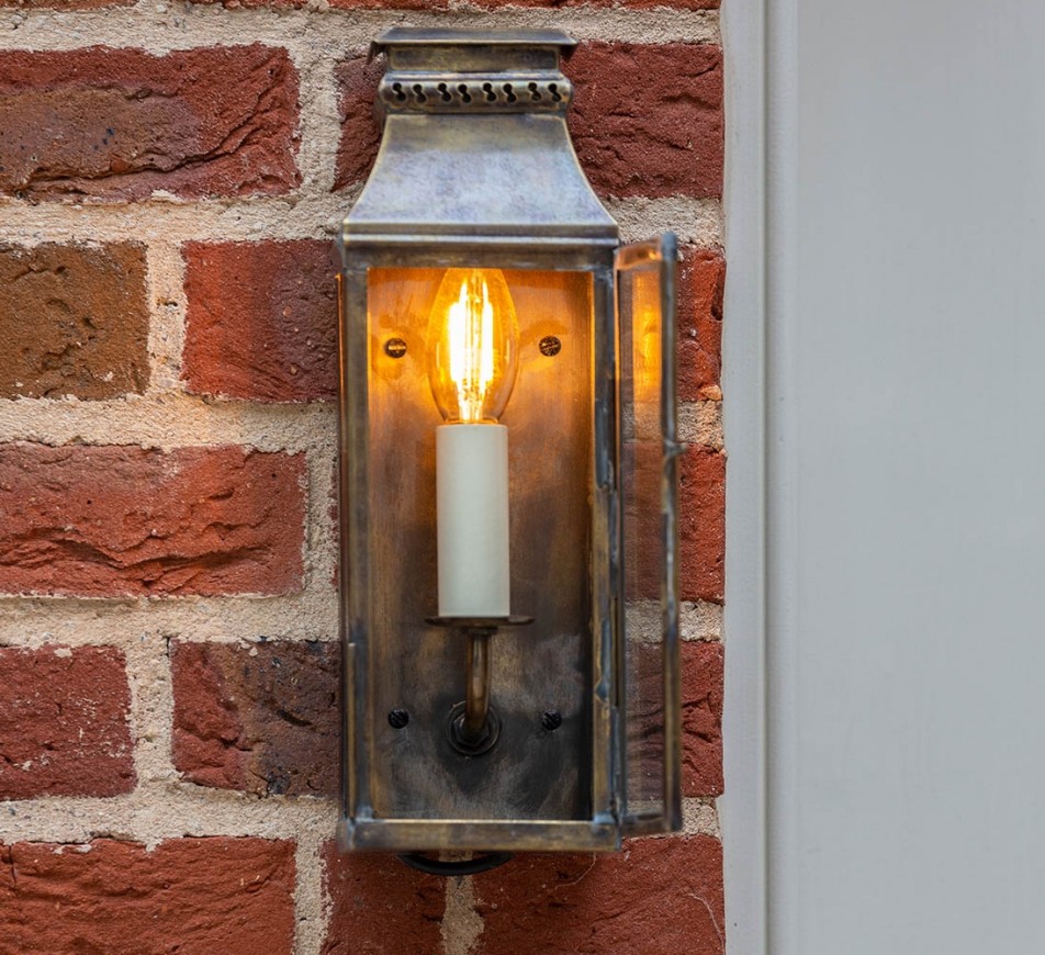 Georgian Outdoor Slim Wall Lantern Clementine Antique Brass