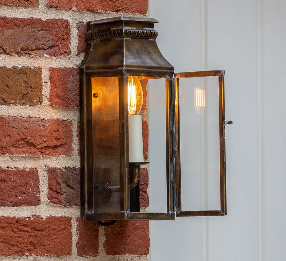 Georgian Outdoor Slim Wall Lantern Clementine Antique Brass