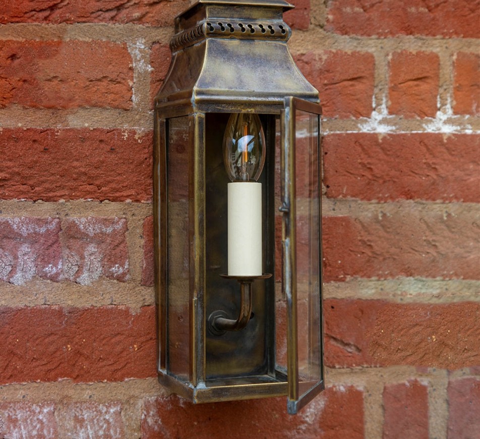 Georgian Outdoor Slim Wall Lantern Clementine Antique Brass