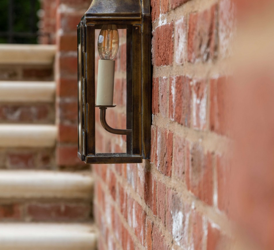 Georgian Outdoor Slim Wall Lantern Clementine Antique Brass