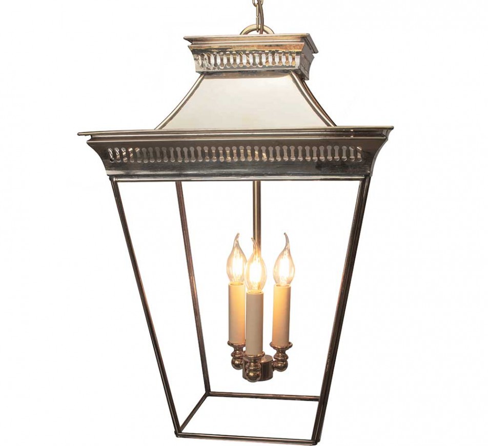 Large Pittville Hanging Lantern Distressed Antique Brass